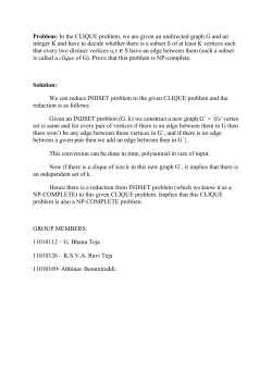 In the CLIQUE problem, we are given an undirected graph G and an