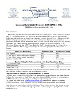 Montana Rural Water Systems H2O-NEWS-4-YOU