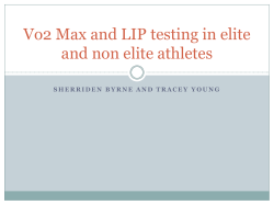 Vo2 Max and LIP testing in elite and non elite