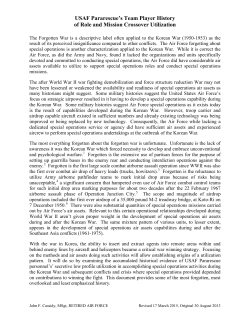 USAF Pararescue`s Team Player History of Role