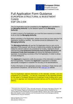 ESIF full application form guidance