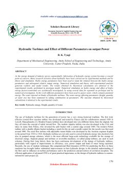 Hydraulic Turbines and Effect of Different Parameters on output Power