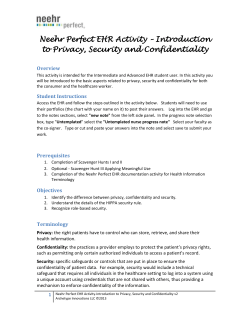 Neehr Perfect EHR Activity-Introduction to Privacy, Security and