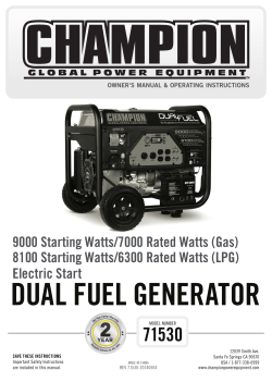 (Gas) DuaL FueL GeNeRaTOR - Champion Power Equipment