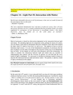 Chapter 14 - Light Part II: Interaction with Matter