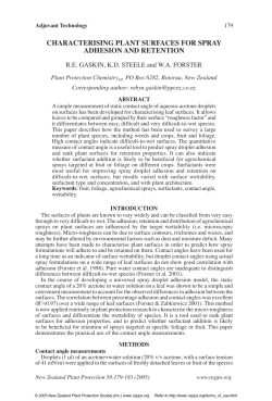 characterising plant surfaces for spray adhesion and retention