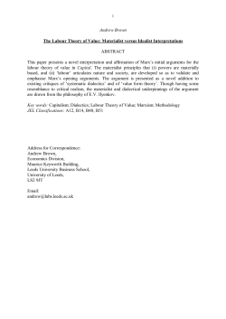 Andrew Brown The Labour Theory of Value