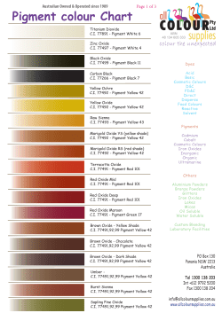 Pigment Colour Chart - All Colour Supplies