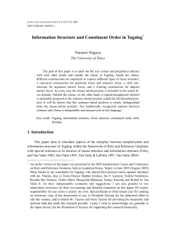 Information Structure and Constituent Order in Tagalog