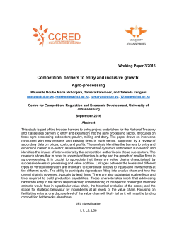 Competition, barriers to entry and inclusive growth: Agro