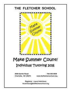 Make Summer Count! - The Fletcher School