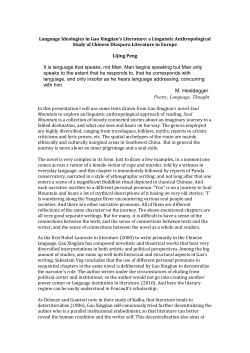 Language Ideologies in Gao Xingjian`s Literature: a Linguistic