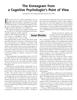 The Enneagram from a Cognitive Psychologist`s Point of View