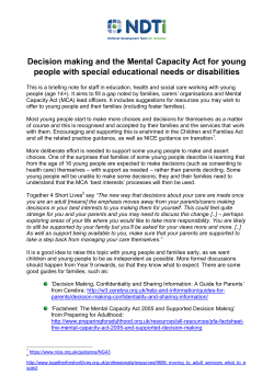 Decision making and the Mental Capacity Act for young people with