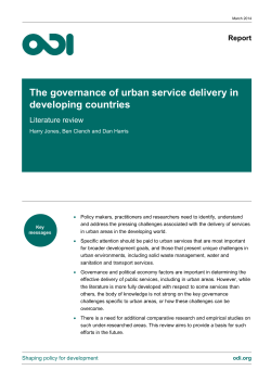 The governance of urban service delivery in developing