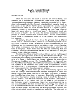 S.A.L.T. &ndash; PARASHAT NOACH By Rav David Silverberg Motzaei