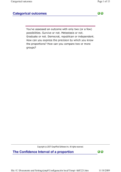 Categorical outcomes The Confidence Interval of a proportion