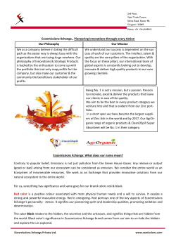 Ecoemissions Xchange., Pioneering Innovations through every