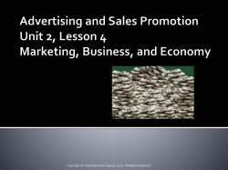 Advertising and Sales Promotion Unit 2, Lesson 4 Marketing