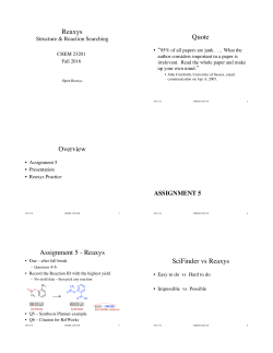 Lecture 8 - Reaxys