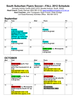 South Suburban Flyers Soccer&mdash;FALL 2012 Schedule