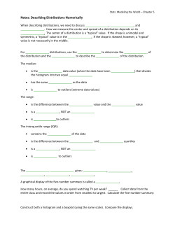 Notes: Describing Distributions Numerically