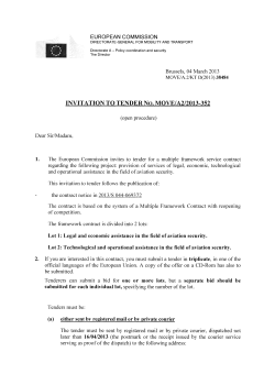 INVITATION TO TENDER No. MOVE/A2/2013-352