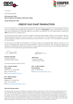 orbost gas plant transaction