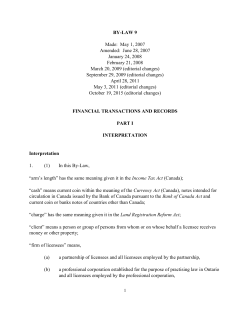 BY-LAW 19# - The Law Society of Upper Canada