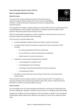 PGCert in Cognitive Behavioural Therapy Course Information Sheet