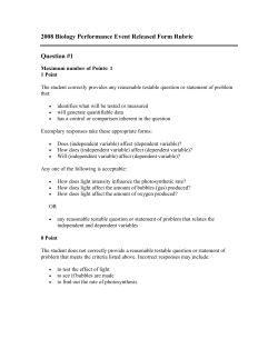 2008 Biology Performance Event Released Form Rubric
