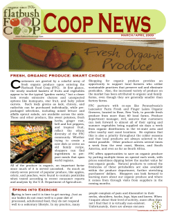 FRESH, ORGANIC PRODUCE: SMART CHOICE Spring into Exercise