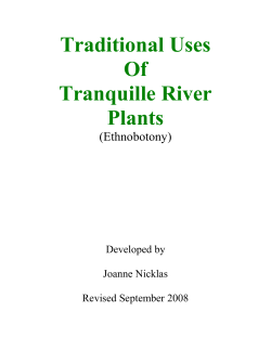 Traditional Uses of Tranquille River Plants