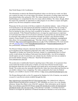 Dear Parish Respect Life Coordinators, The information revealed in