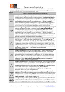 Marking Criteria - Creavie Reflection Paper 2017-17