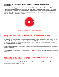 Instructions for completing Quality Matters Course Review Worksheet
