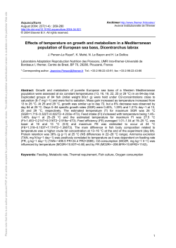 Effects of temperature on growth and metabolism