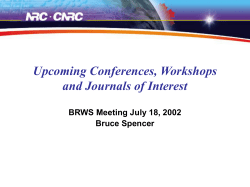 Upcoming Conferences and Workshops Journals of Interest