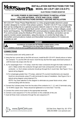 installation instructions for the model 601-cs-p1