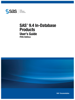 SAS 9.4 In-Database Products: User`s Guide, Fifth