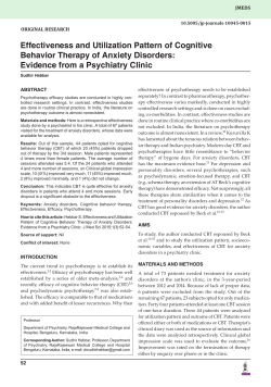 Effectiveness and Utilization Pattern of Cognitive Behavior Therapy