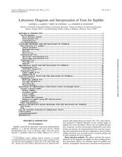 Laboratory Diagnosis and Interpretation of Tests for Syphilis