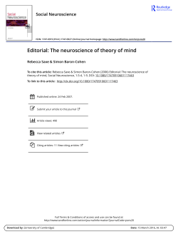 Editorial: The neuroscience of theory of mind