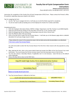 Instructions for Completing the Faculty Out of Cycle Compensation