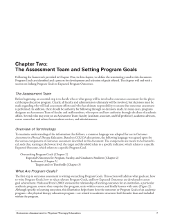 Chapter Two: The Assessment Team and Setting Program