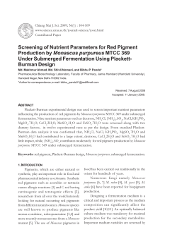 Screening of Nutrient Parameters for Red Pigment