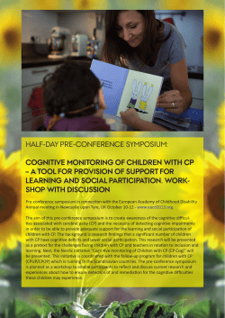 Half-day Pre-conference SymPoSium: Cognitive monitoring of