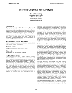 Learning Cognitive Task Analysis - BCS