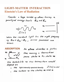 LIGHT-MATTER INTERACTION Einstein`s Law of Radiation