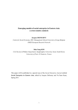 Emerging models of social enterprise in Eastern Asia: a